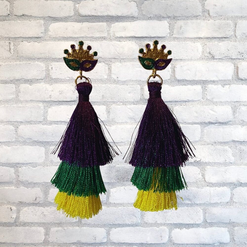 Women's Mardi Gras Tassel Earrings